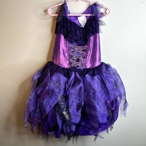 Halloween Costume Dress Up Witch Purple‎ Black Size M (7-8) Girls